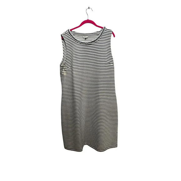 Talbots Black & White Striped Nautical Rope Neckline Sheath Dress Size 16 - Picture 1 of 8